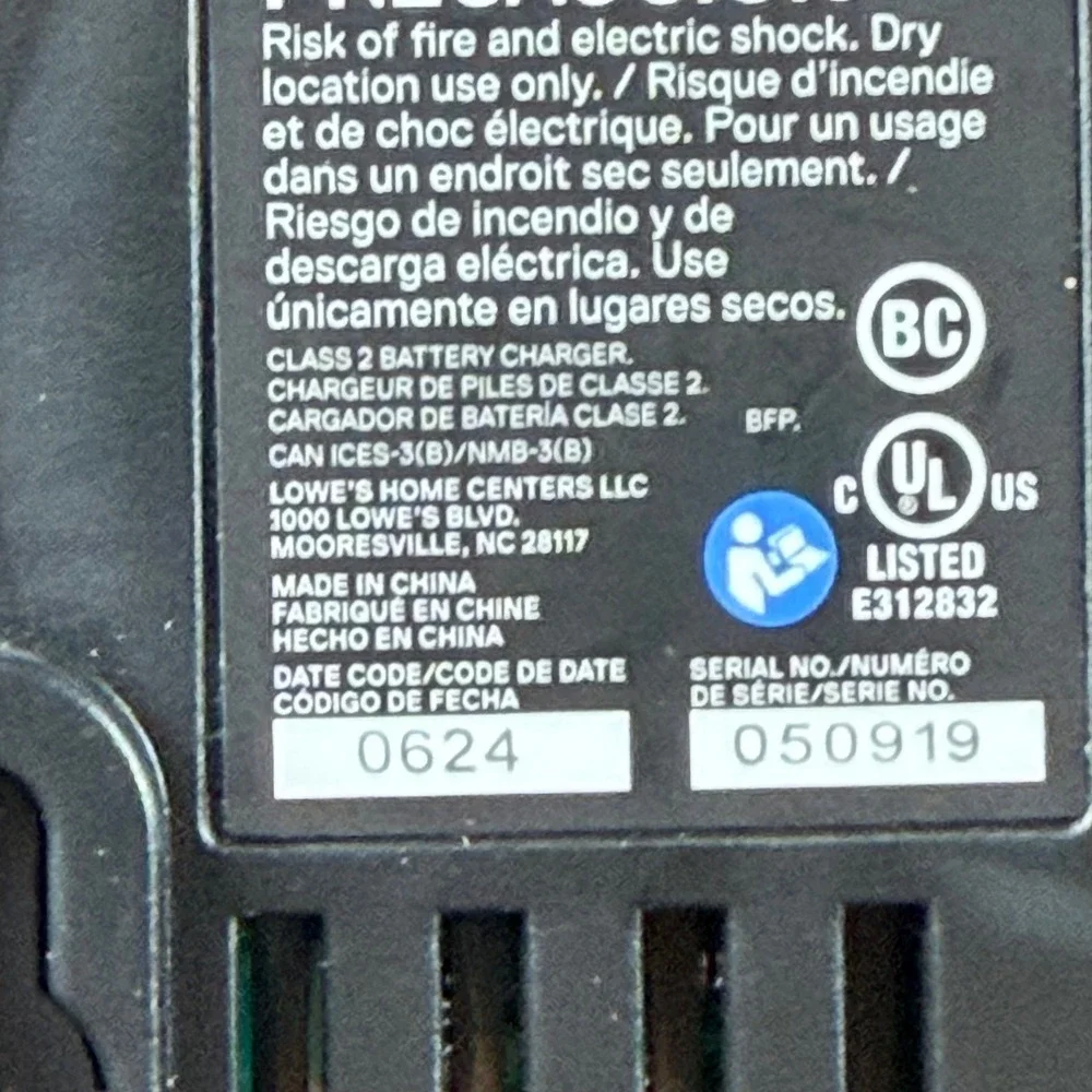 Kobalt 24V Max Lithium-Ion Battery Charger KRC 2445-03 Blue Black Corded